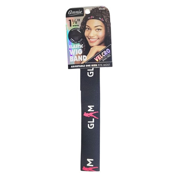 Annie Elastic Wig Band Adjustable Velcro GLAM Black #3462