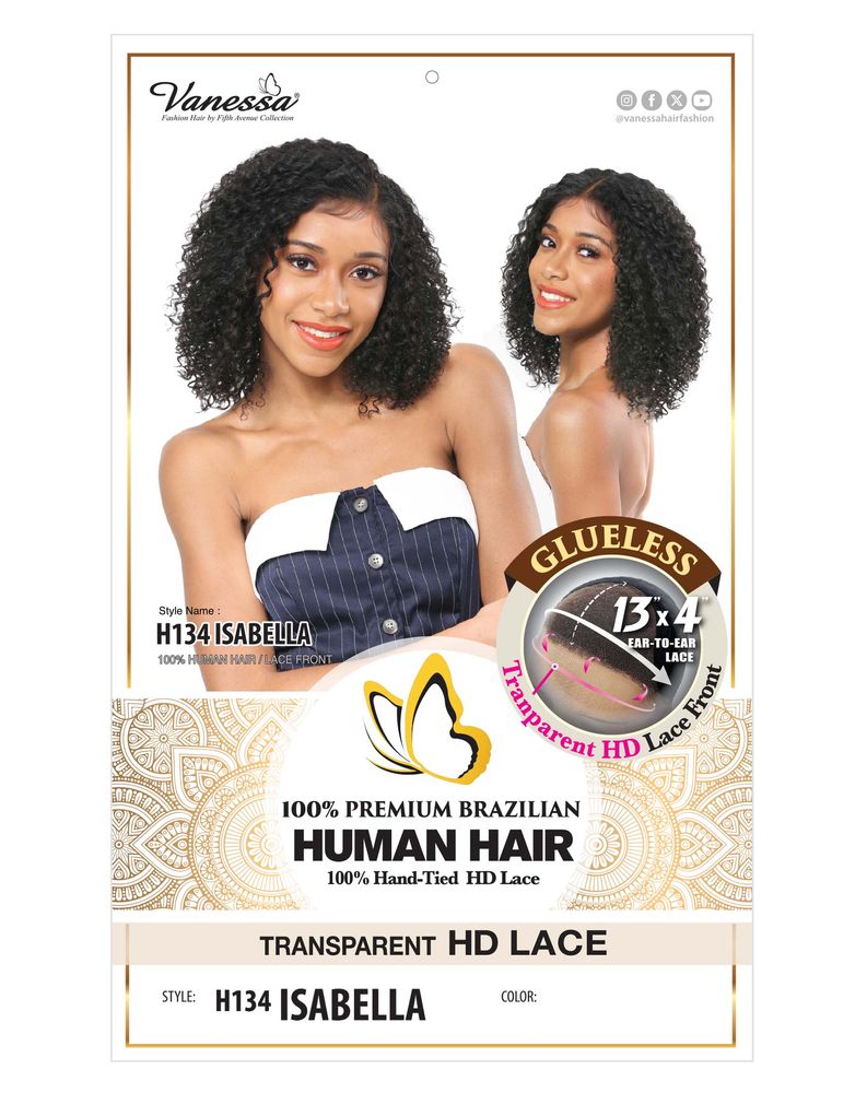 Vanessa H134 Isabella Premium Brazilian 100% Human Hair Glueless HD Lace Front Wig (13" x 4" Free Part)_SP1B30