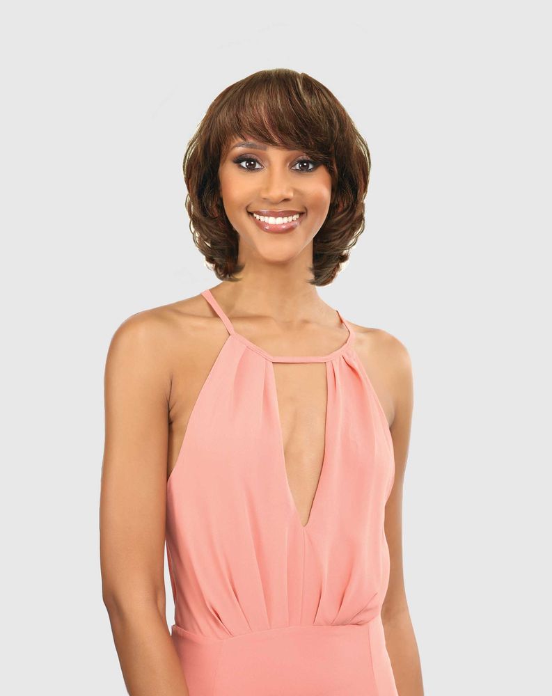 Vanessa Vixen HH Oriana 100% Human Hair Wig – Short Layered Feathered Bob with Bangs_SP430