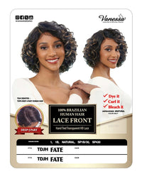 Vanessa TDJH Fate 100% Brazilian Human Hair HD Lace Front Wig – Hand-Tied Transparent Deep J-Part Voluminous Curly Bob SP430