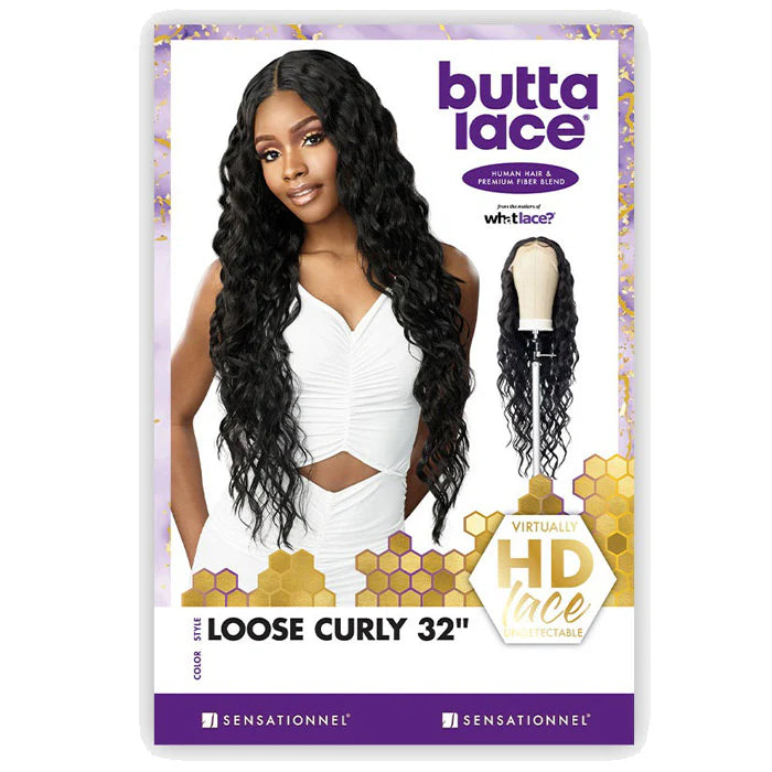 Sensationnel Butta Lace Human Hair Blend HD 5 Inch Deep Part Wig Loose Curly 32 LDHBLC32 - ANNS BEAUTY SUPPLY