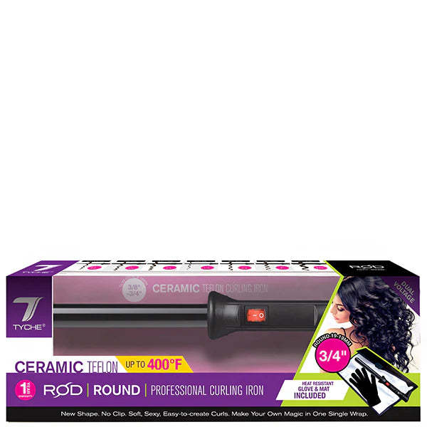Tyche Rod Round Ceramic Teflon Professional Curling Iron - 3/4"