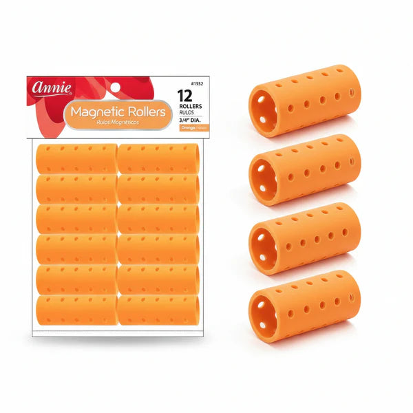 Annie Magnetic Rollers Orange 3/4" Diameter 12 Count 1352