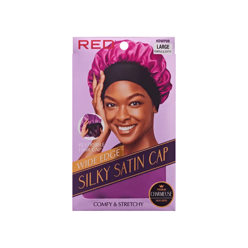 RED by KISS Wide Edge Reversible Silky Satin Cap – Large Purple & Dotty (HDWP08)