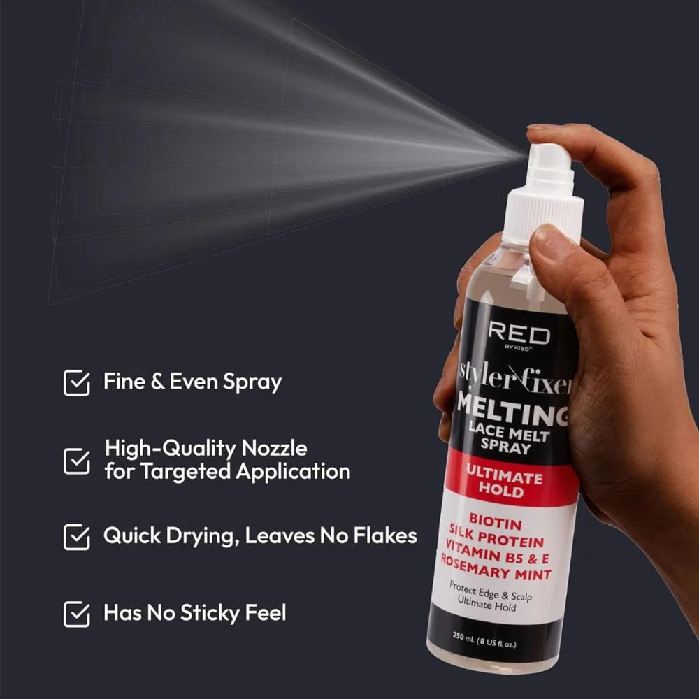 RED by KISS Styler Fixer Melting Lace Melt Spray Ultimate Hold 8 fl. oz. - ANNS BEAUTY SUPPLY