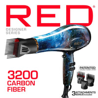 RED Designer Series 3200 Carbon Fiber Hair Dryer with Attachments BD30 - ANNS BEAUTY SUPPLY