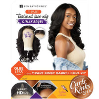 Sensationnel Curls Kinks & Co. Glueless Y-Part Textured Lace Wig – Y-Part Kinky Barrel Curl 20