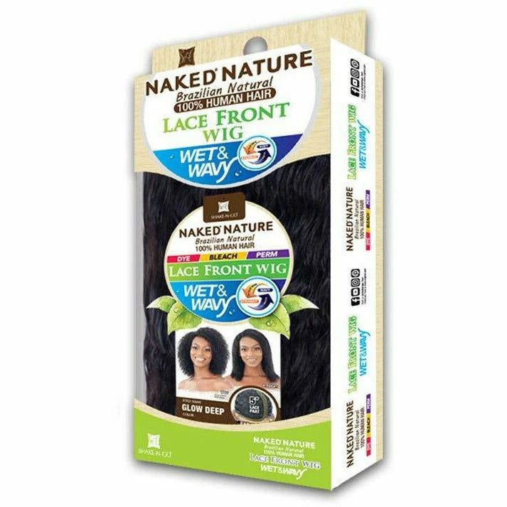 Shake-N-Go Naked Nature Brazilian Natural 100% Human Hair Lace Front Wig – GLOW DEEP (Wet & Wavy)
