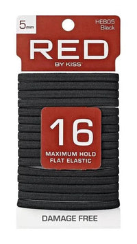 RED by KISS Maximum Hold Flat Elastic Hair Bands – 5mm Black (HEB05)