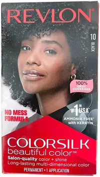 Revlon ColorSilk Beautiful Color Black #10 - Ammonia-Free Permanent Hair Dye - ANNS BEAUTY SUPPLY