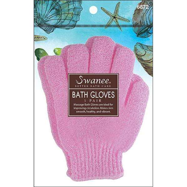 Swanee Bath Gloves Pink 1 Pair 6872 - ANNS BEAUTY SUPPLY