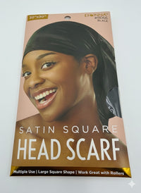 Donna Satin Square Head Scarf - Black 11066 - ANNS BEAUTY SUPPLY
