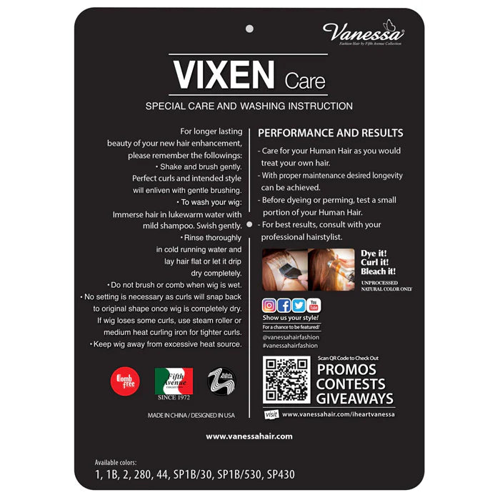 Vanessa Vixen 100% Human Hair Full Wig - HH FEELY