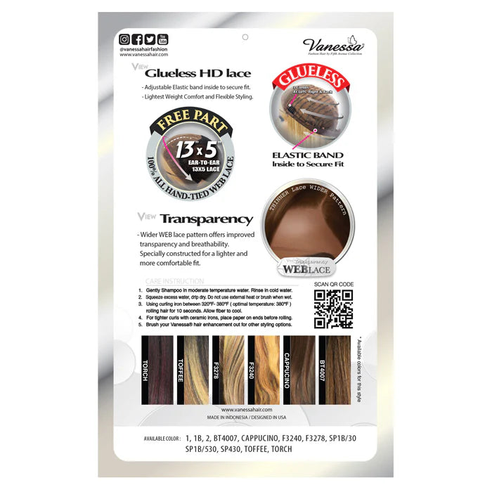 Vanessa View 135 All Hand Tied Transparent HD Lace Wig MELDA