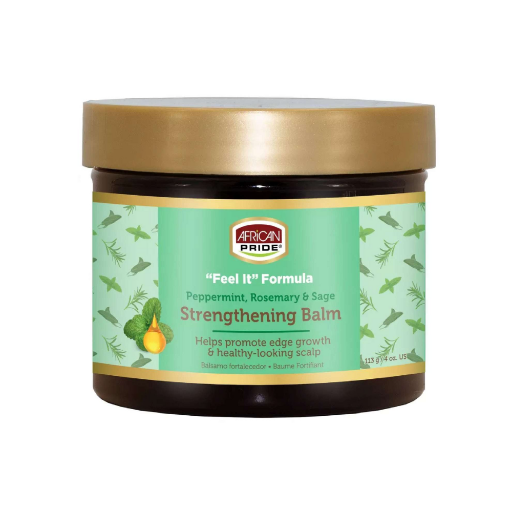 African Pride "Feel It" Formula Peppermint, Rosemary & Sage Strengthening Balm – 4 oz - ANNS BEAUTY SUPPLY