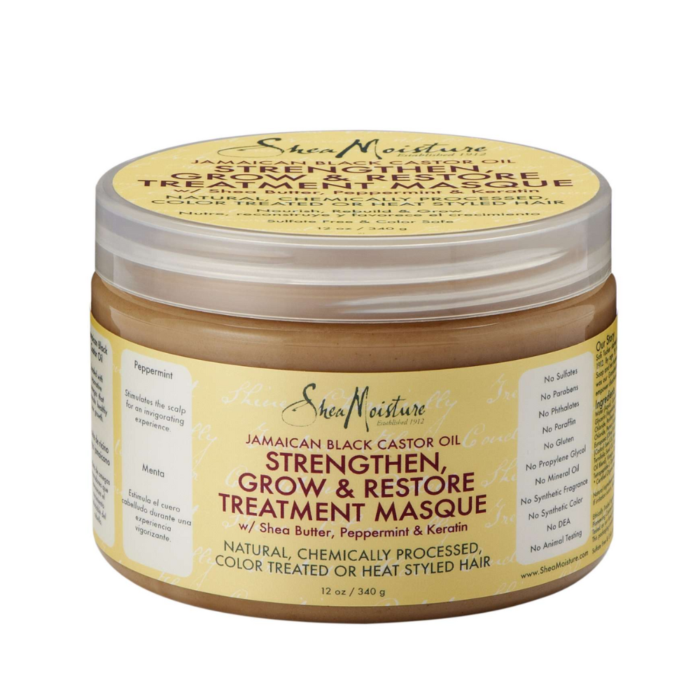 SheaMoisture Jamaican Black Castor Oil Strengthen, Grow & Restore Treatment Masque – 12 oz - ANNS BEAUTY SUPPLY